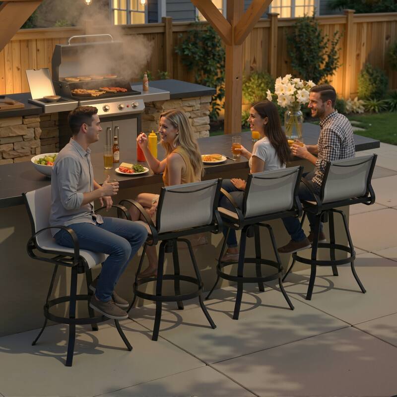 Crestlive Products Outdoor Patio All-weather Aluminum Swivel Bar Stools Sunbrella