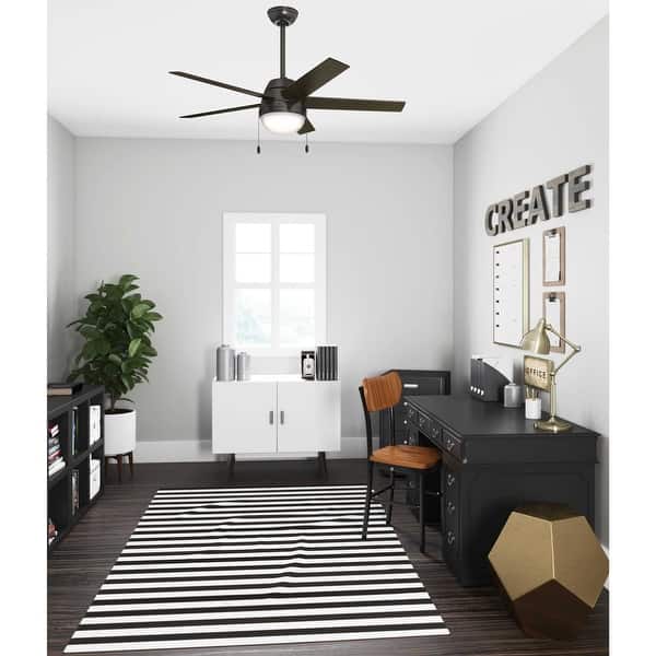 slide 2 of 12, Hunter 52" Anslee Ceiling Fan with LED Light and Pull Chain, Modern, Transitional Premier Bronze