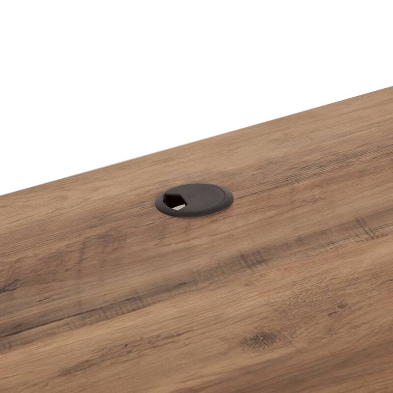 Oxford 59" Rustic Oak Wooden Farmhouse Executive Desk