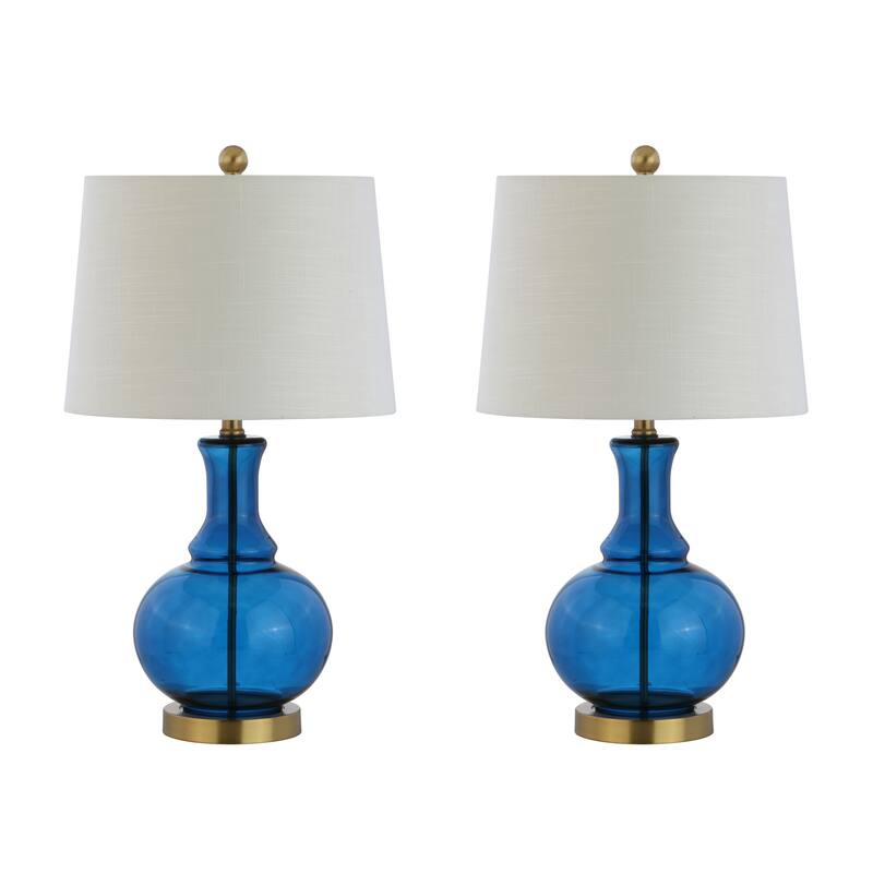 Edward 25" Glass LED Table Lamp, Mercury Silver/Brass Gold (Set of 2) by JONATHAN Y