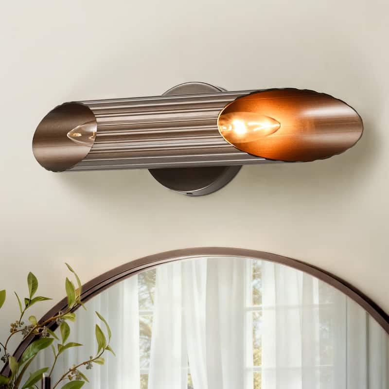 Rennnsan 15.5 in. 2-Light Farmhouse Vintage Cylinder Linear Bathroom Vanity Light