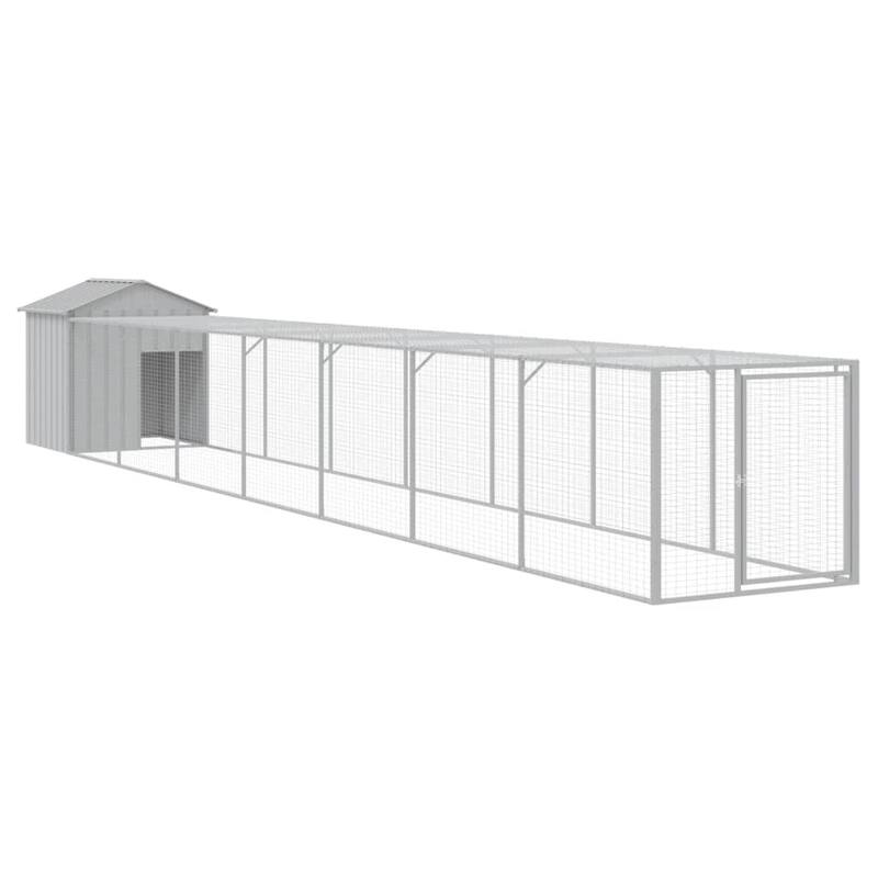 vidaXL Chicken Cage with Run Light Gray/Anthracite multisize Galvanized Steel