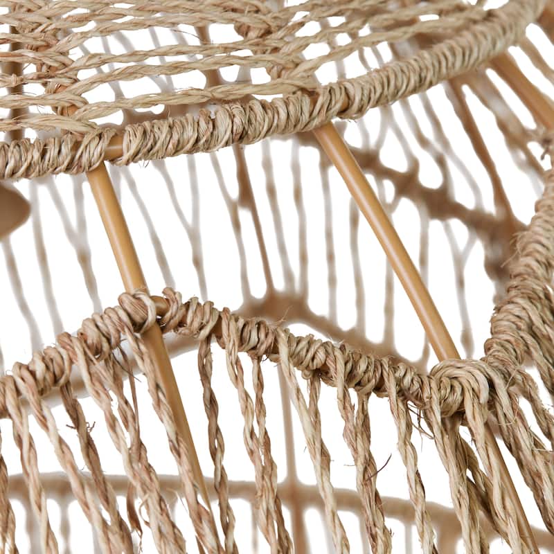 Charlotte River of Goods Metal and Woven Hemp Rope Hanging Pendant Light - 15.5" x 15.5" x 15.75/62.75"