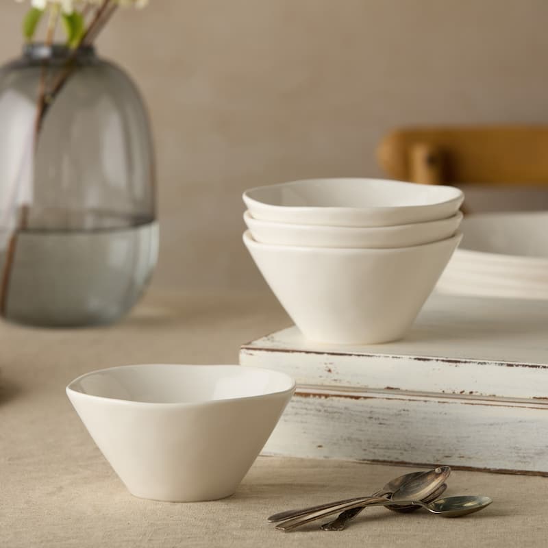 Certified International Linen Cream 6.25" Ice Cream/Dessert Bowls,Set of 4 - 6.25'' W x 6.25'' D x 3'' H