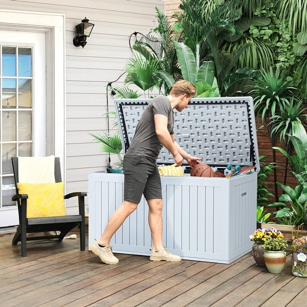 Deck Box SVOPES 150 Gallon Outdoor Storage Box, Waterproof PE Tarpaulin Patio Garden Organizer