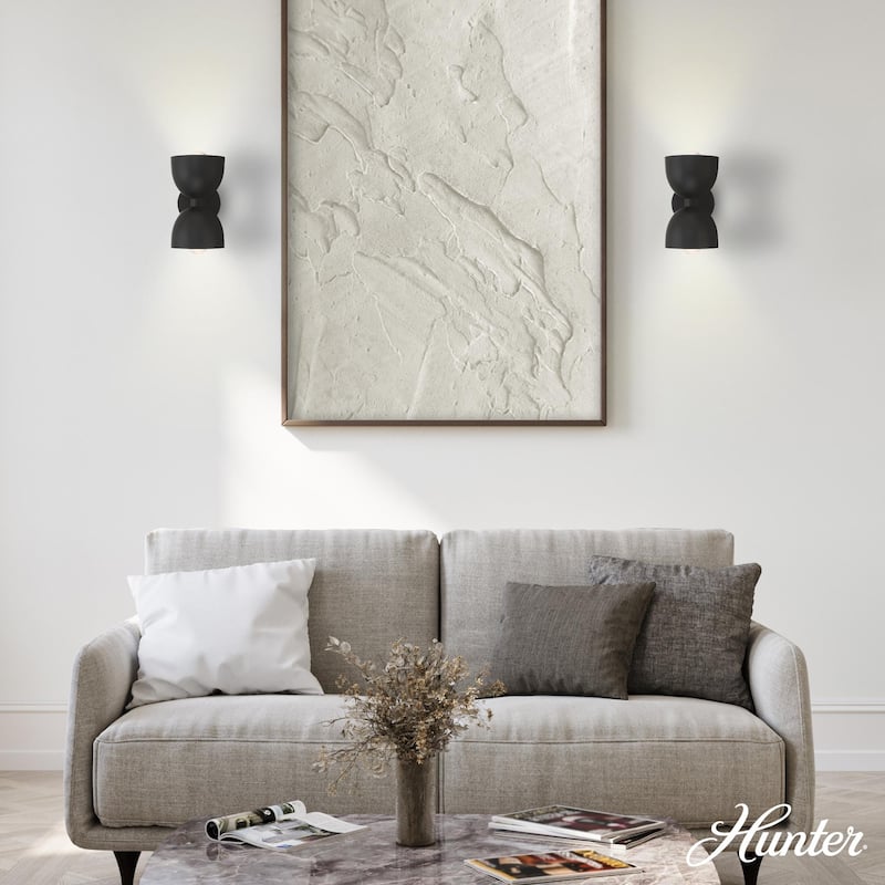 Hunter Erling 2-Light Wall Sconce - Modern, Contemporary, Transitional - Living Room, Hallway, Bedroom or Accent Lighting