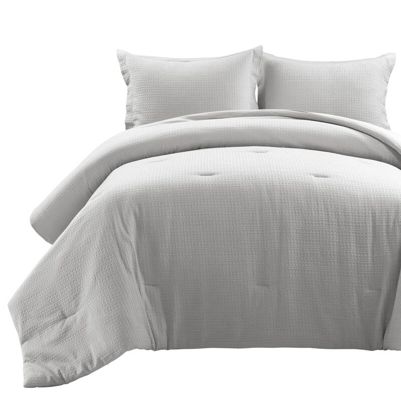 Lush Decor Haniya Solid Waffle Woven Cotton Textured Comforter Set
