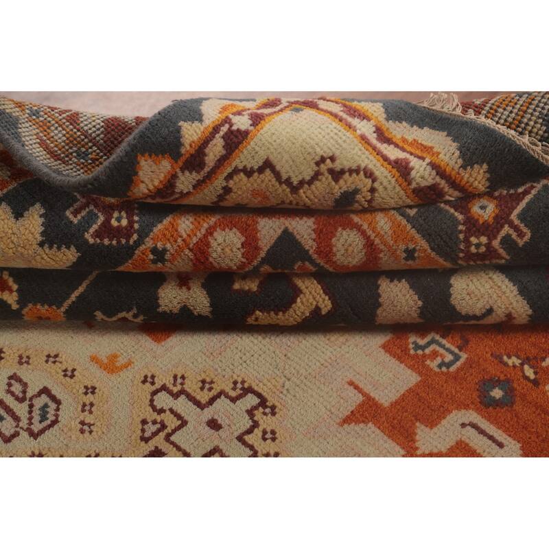 Geometric Kazak Area Rug Hand-Knotted Tribal Wool Carpet - 7'10"x 9'11"