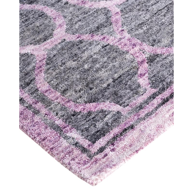 Modern One-of-a-Kind Hand-Knotted Area Rug - Pink, 8' 2" x 10' 1" - 8' 2" x 10' 1"