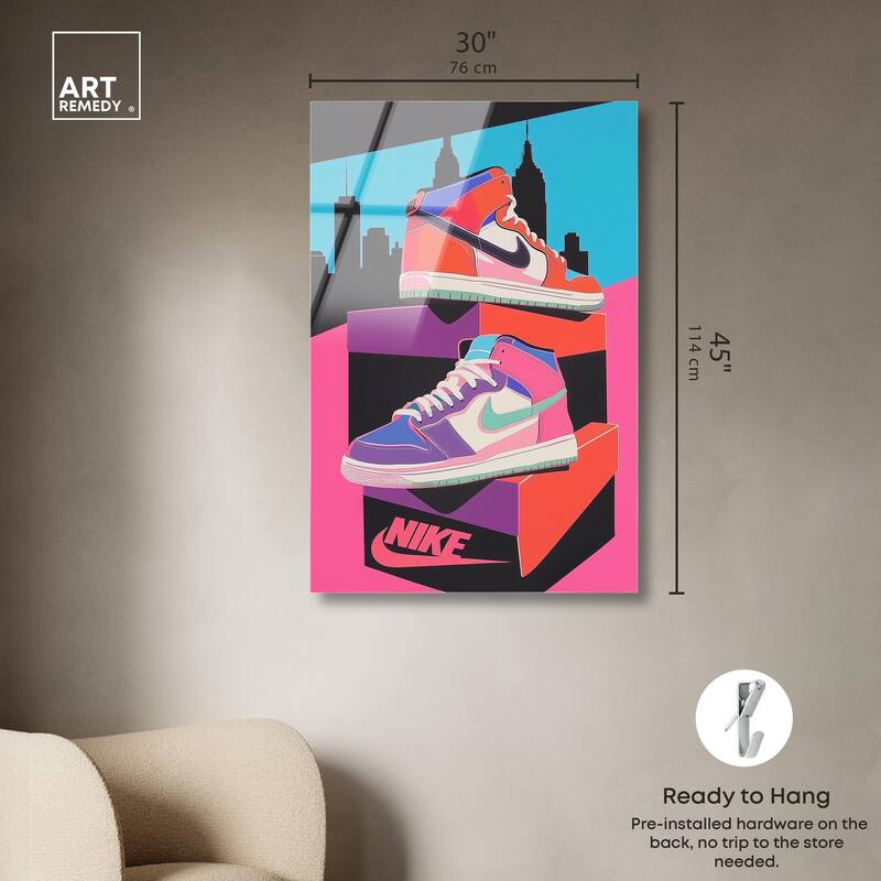 City Pop Sneakers Acrylic by Art Remedy, Ready to Hang
