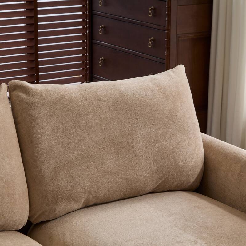 L Shaped Modular Sectional Sofa with Ottoman, Oversize Velvet Upholstered Sofa, 5 Seat Sofa with Removable Cushions