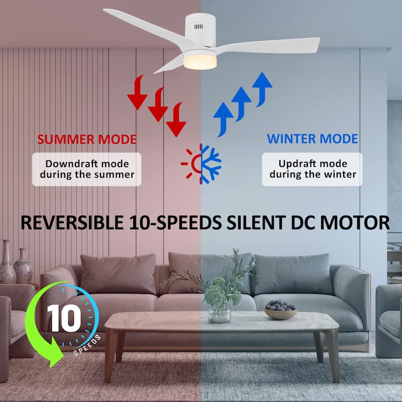 CARRO Pollux 52" Indoor Smart Ceiling Fan with Light and Remote-Flush Mount
