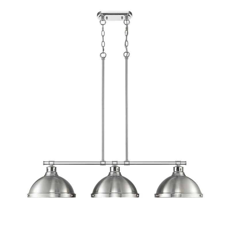 Yep by Golden Lighting Duncan 3-light Island Light in Chrome and Pewter shade