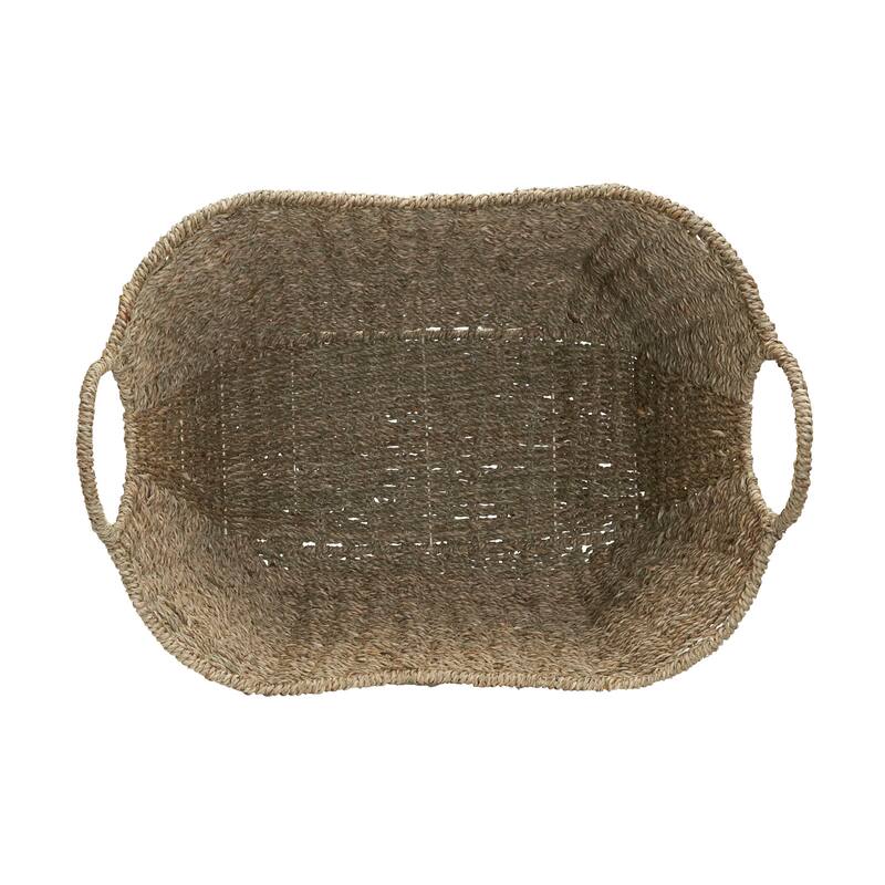 Household Essentials Woven Seagrass Wicker Storage Basket with Handles - 14.2"L x 16.1"W x 17.3"H