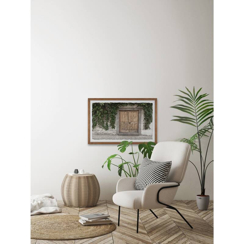 Old Wooden Door Framed Wall Art, Elegant Home Touch - Sophisticated Artwork for Refined Décor