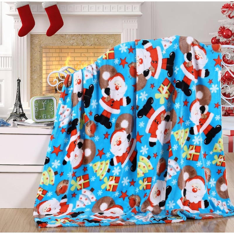 Velvet Touch Holiday Throw Fleece Blanket (50" x 60") - Santa Claus - Christmas Throw Blanket - Throw