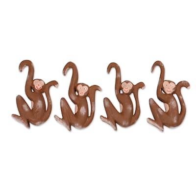 Novica Handmade Joyful Jungle Wood Ornaments (Set Of 4)