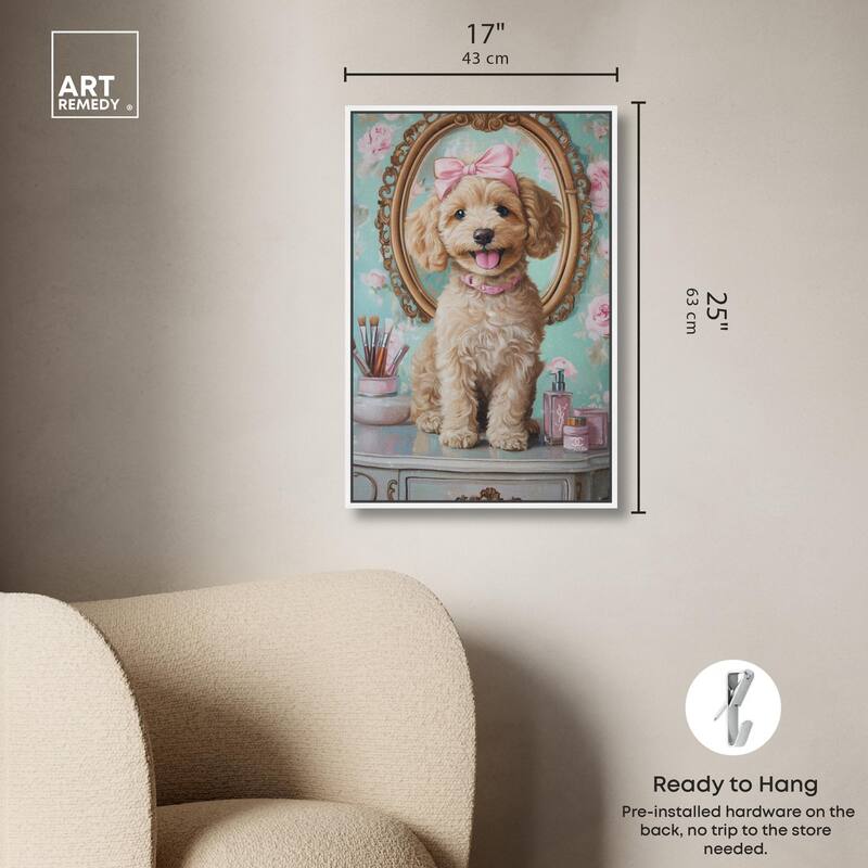 Puppy at the Vanity Canvas by Art Remedy