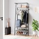 preview thumbnail 6 of 6, Coat Rack Shoe Bench with 5 Hooks, Hall Trees Entryway Bench with Storage, Multifunctional Hallway Organizer - 25.2x11.4x70in