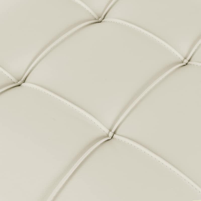 Square Leather Storage Ottoman, Tufted Upholstered Footstool with Flip Top, Entryway Bench with Stainless Steel Legs