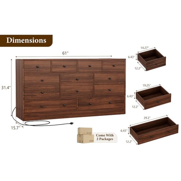 princess polly baby blue dress 12 Drawer Dresser for Bedroom with Power Outlet, 61 Inch Wooden Storage  Cabinet - On Sale - Bed Bath & Beyond