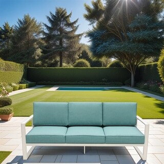 Modern Aluminum Outdoor 3 Seater Sofa with Legs - Bed Bath & Beyond ...