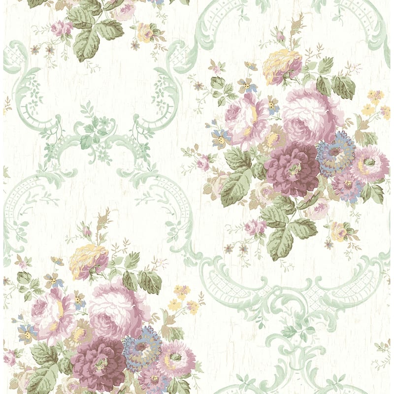 Seabrook Designs Meelis Floral Bouquet Unpasted Wallpaper - 20.5 in. W x 33 ft. L - Sage & Violet