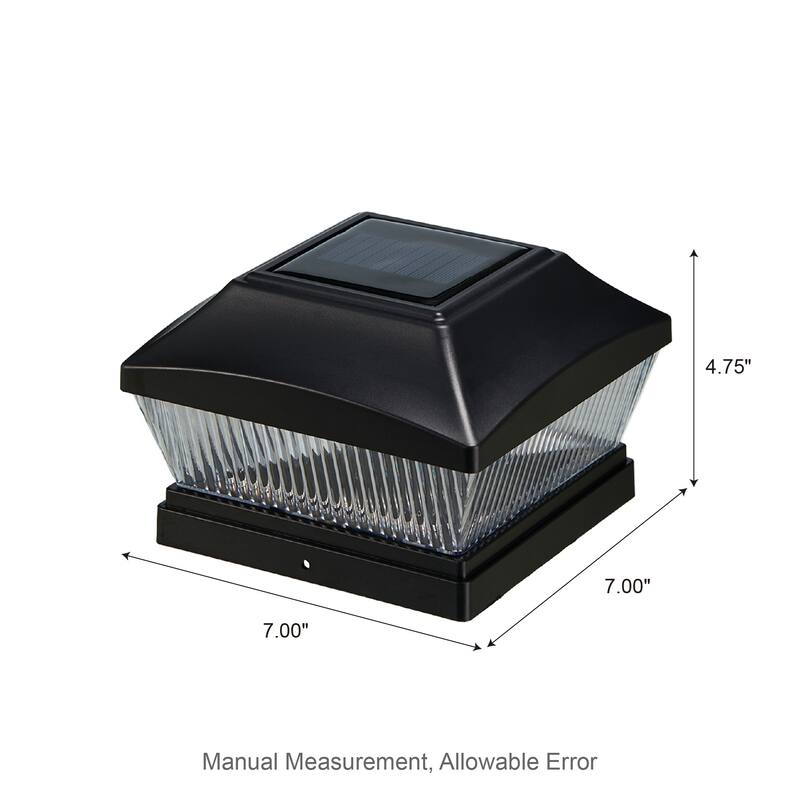 Glitzhome Set of 4 Black Fence Lamp Solar Post Cap Lights - Set of 4