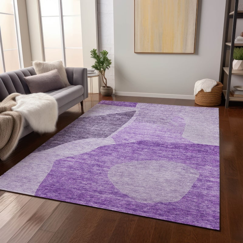 Machine Washable Indoor/ Outdoor Chantille Modern Abstract Rug - Eggplant - 8' x 10'