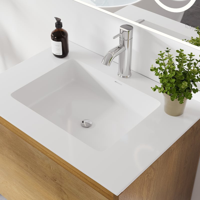 Eviva Madeira 20"W Oak Bath Vanity with Acrylic Top & Integrated Sink