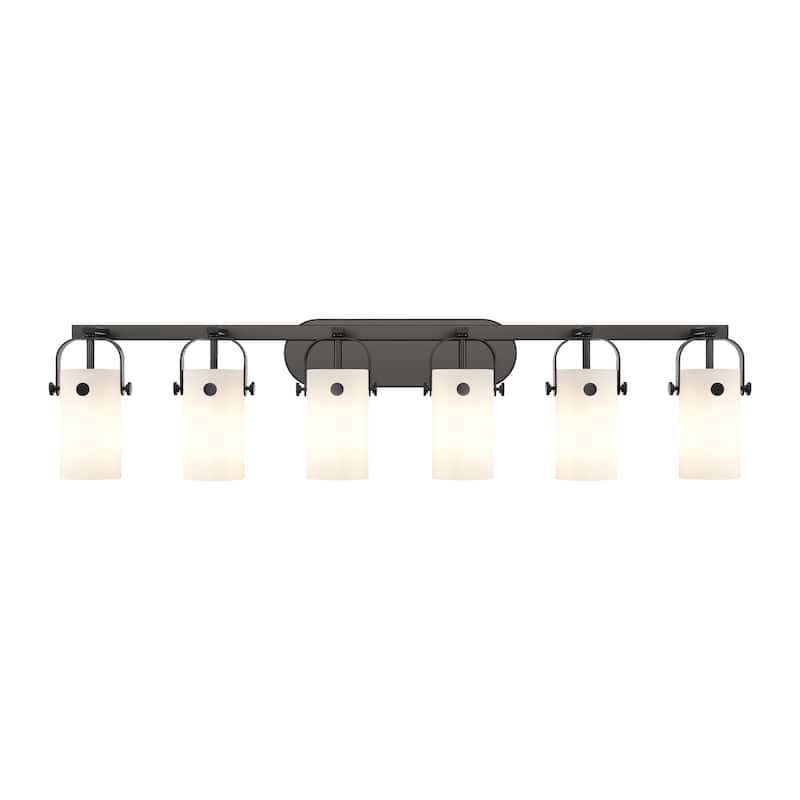 Innovations Lighting Pilaster II Cylinder - 6 Light 7" Wall-Mounted Bath Vanity Light - Matte White/Matte Black