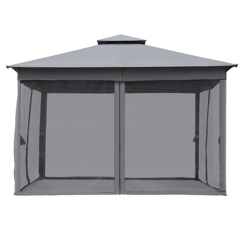 10"x10"/10"x12" Outdoor Gazebo Tent with Double Roof and Mosquito Netting
