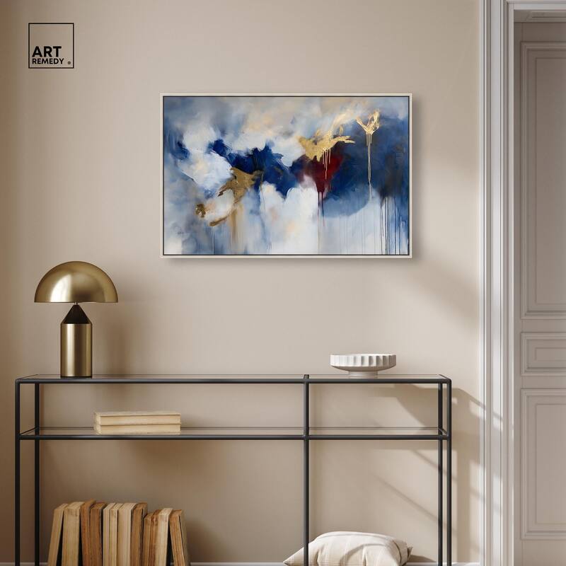 Eclipse of Gold and Blue Canvas by Art Remedy