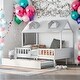 preview thumbnail 10 of 16, Full Size House Bed Wood Bed With Twin Size Trundle White