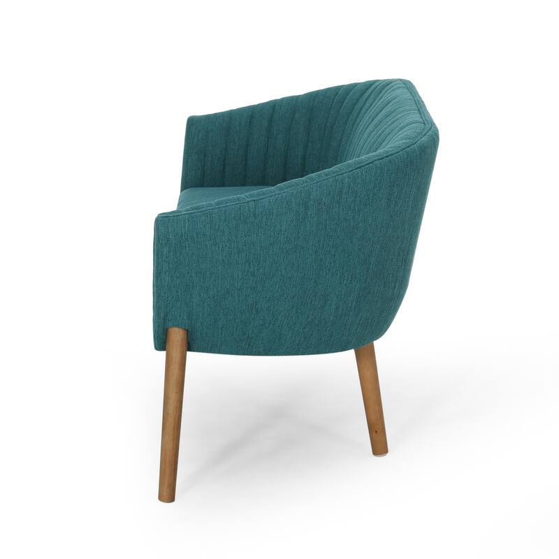 2-Seater Sofa Couch Minimalist Loveseat with Curved Backrest, Leisure Sofa Couch with Wood Legs for Living Room