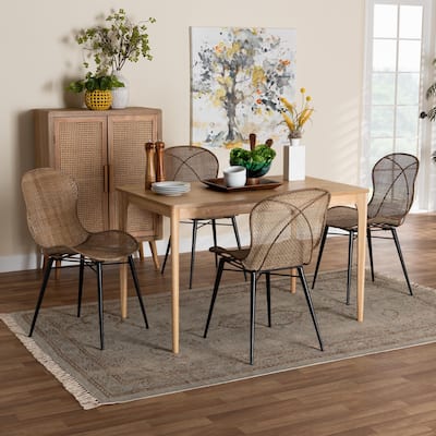 Sabelle Japandi Wood and Rattan Dining Set