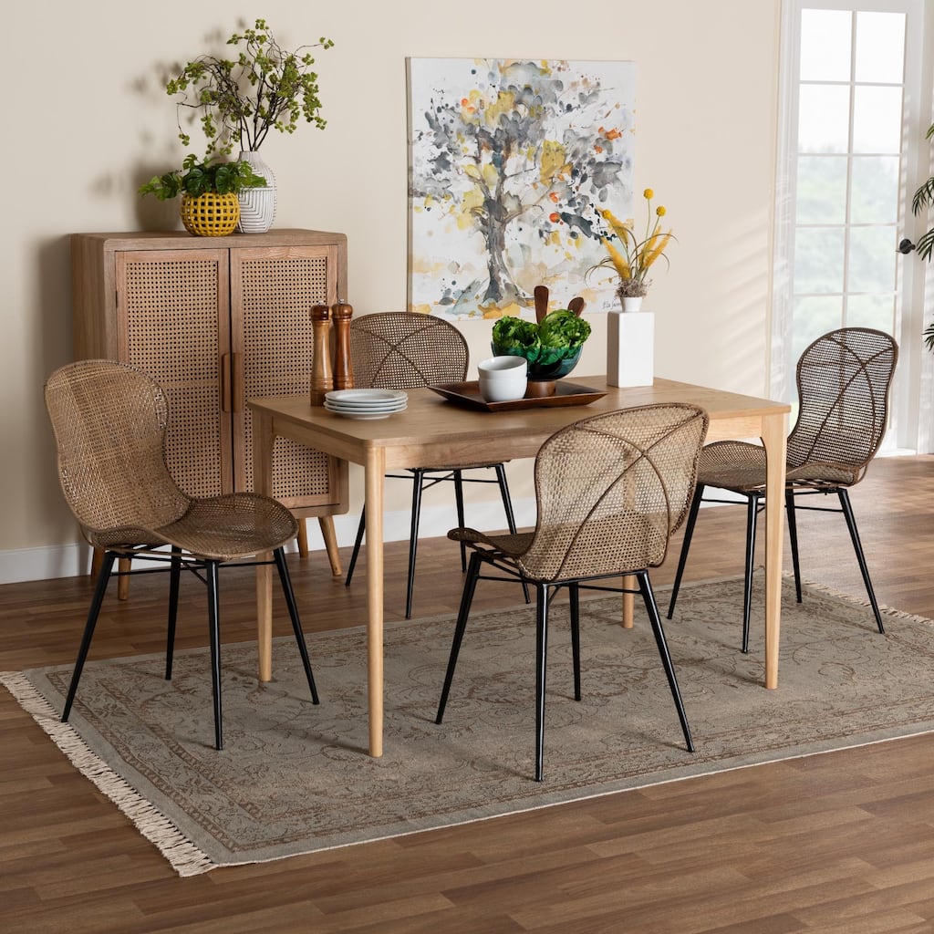 Sabelle Japandi Wood and Rattan Dining Set