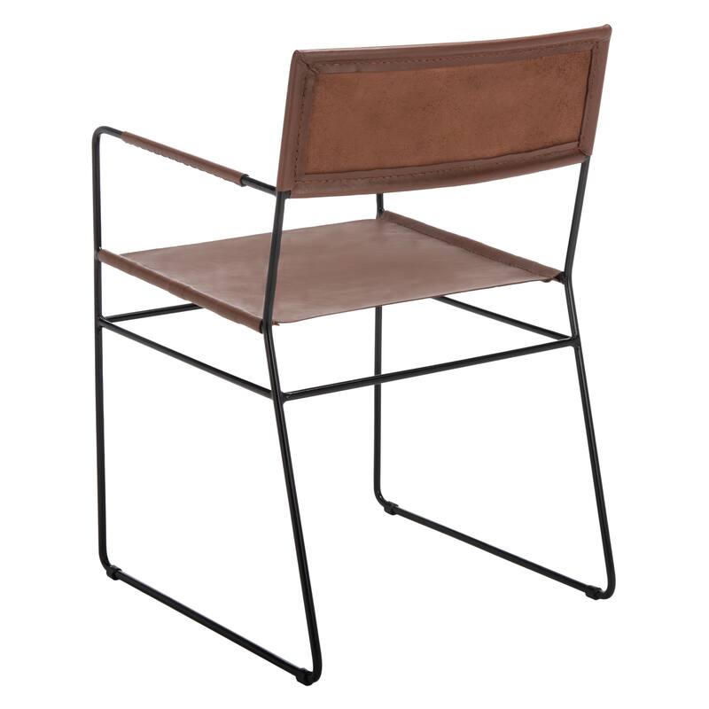 SAFAVIEH Bernardine Leather Dining Chair (Set of 2) - 21.7" W x 19.7" L x 31.9" H - 22Wx20Dx32H