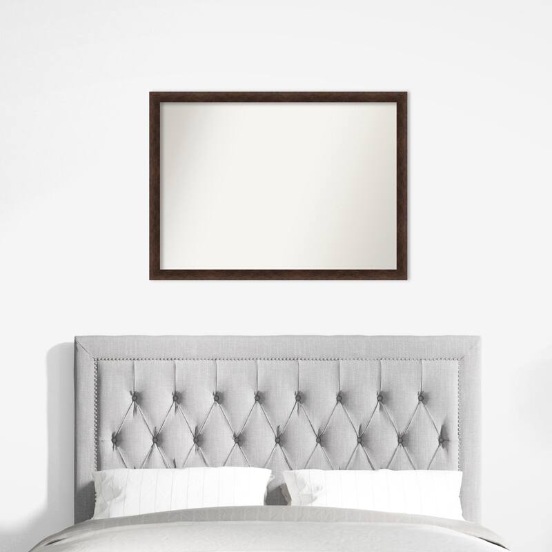 Warm Walnut Narrow Non-Beveled Wood Framed Wall Mirror - Warm Walnut Narrow