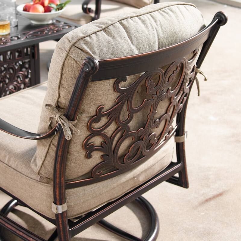 Aluminum 48in Fire Table Set with Four Swivel Rockers & Accessories