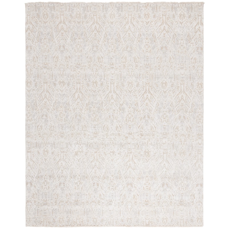 SAFAVIEH Couture Hand-Knotted Centennial Jacomina Ivory / Silver Rayon - 10' x 14' - Ivory/Silver - Rectangle