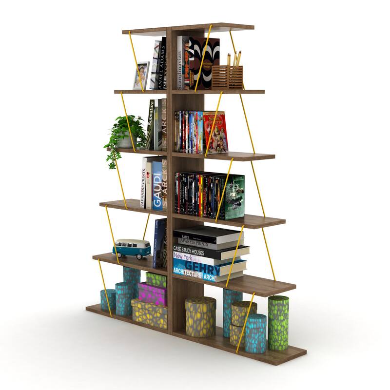 Furnish Home Store Modern 5 Tier Ladder Bookshelf Organizers, Narrow Bookshelf for Small Spaces Office Furniture Bookcase