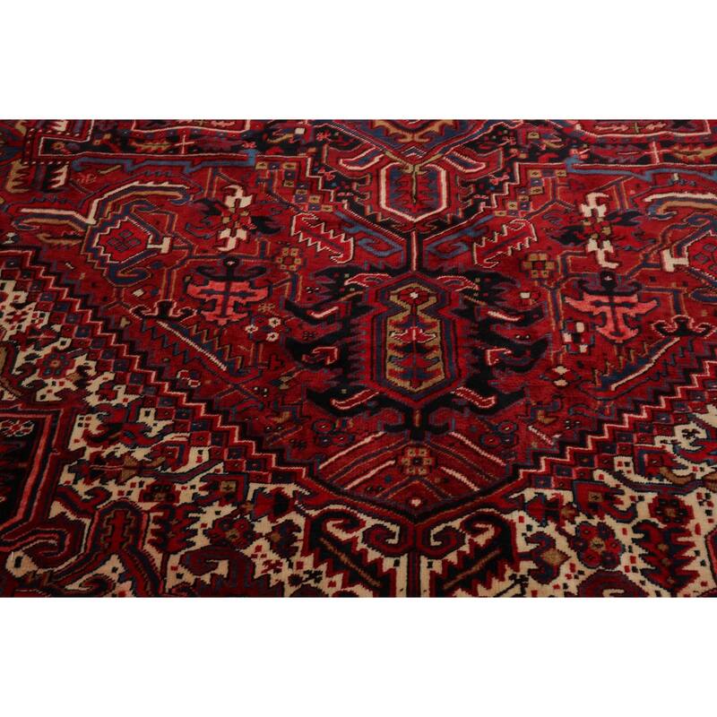 10'4''x12'1'' Hand Knotted Wool Red Heriz Traditional Rug - 10' 4'' x 12' 1''