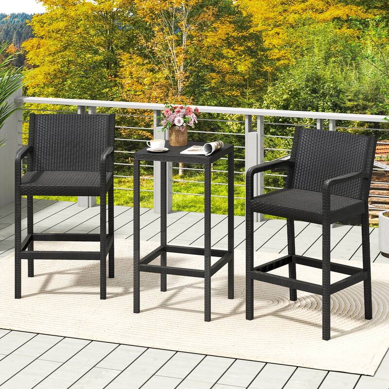 Costway 3 Pieces Patio Bar Set with 2 Stools & 1 Bar Table Curved - See Details