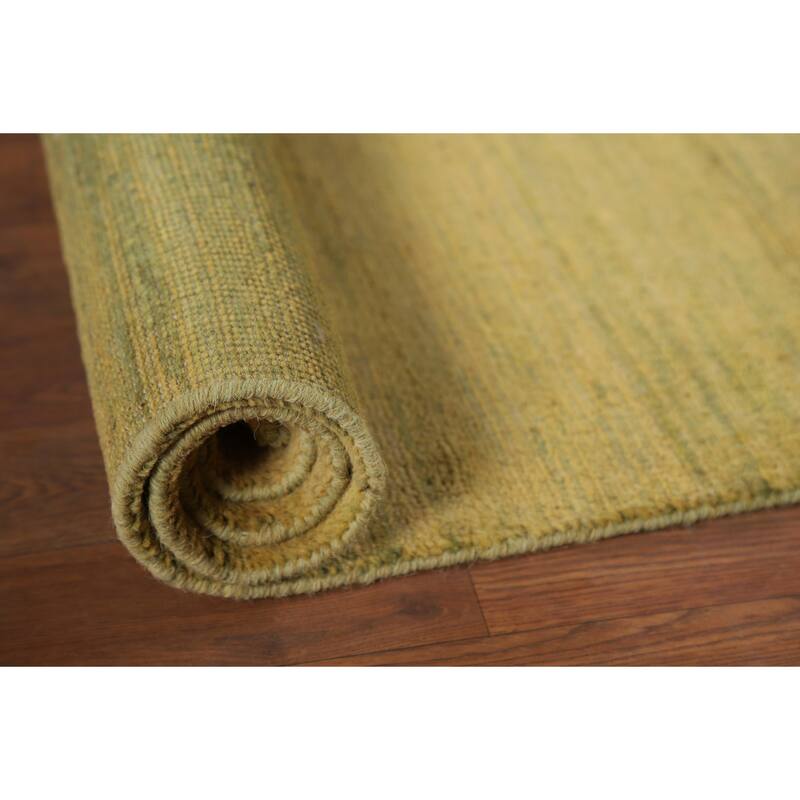 Yellow & Green Gabbeh Oriental Foyer Rug Hand-Knotted Wool Carpet - 3'4"x 4'11"