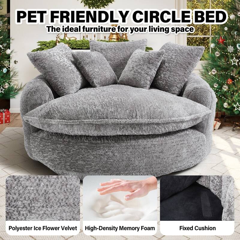 Rossetta Oversized Round Polyester Foam Chair with Pillows
