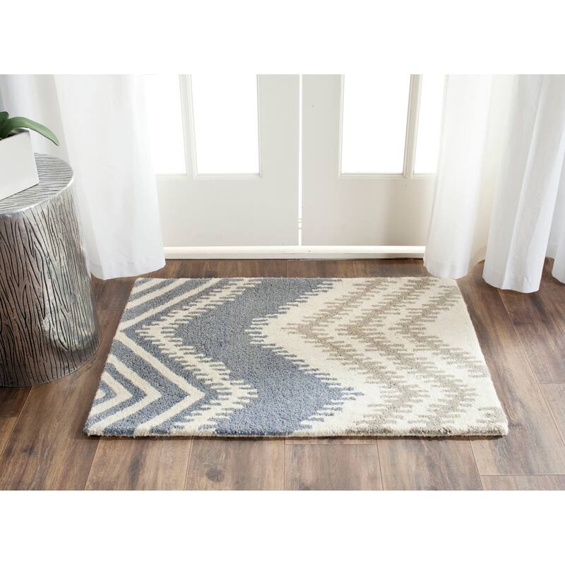 SAFAVIEH Handmade Capri Alexanne Modern Wool Rug - 2' x 3' - Blue/Ivory