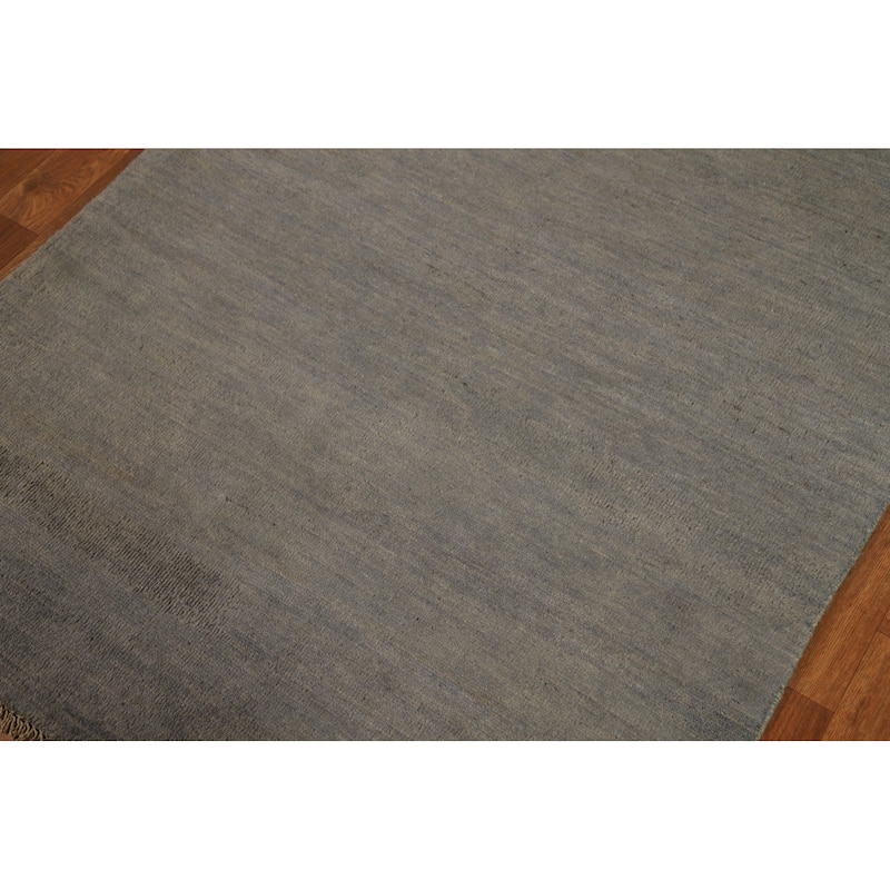 Hand Knotted Oriental 100% Wool Carpet Modern Modern Greys & Charcoal Gabbeh Area Rug - 5' 1'' X 3' 4''