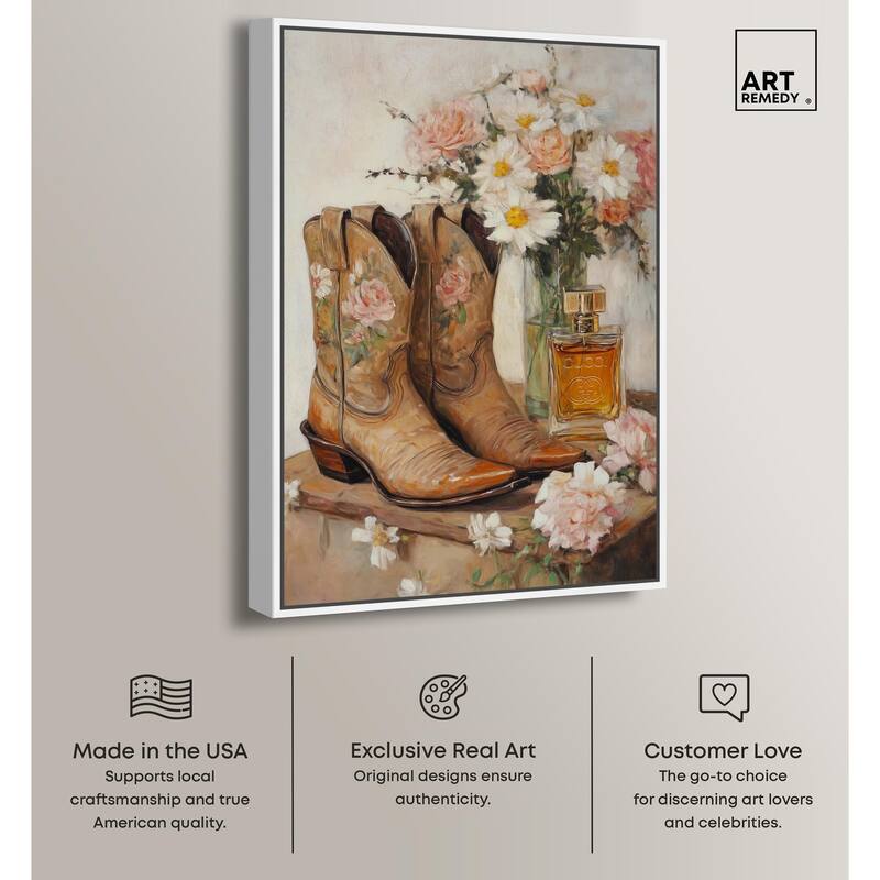 Delicate Floral Boots II Canvas by Art Remedy