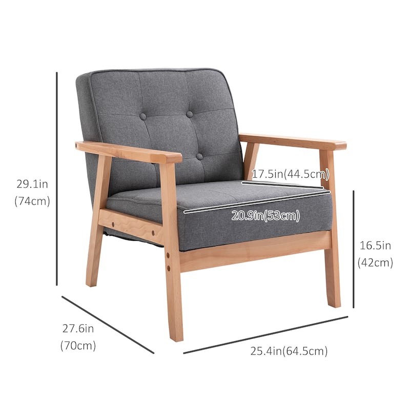 Accent Arm Chair With Upholstered Tufted Back